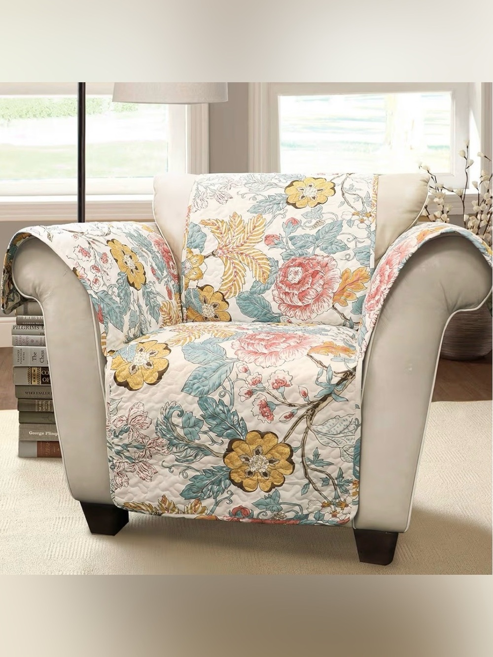 Lush Decor Sydney Quilted Floral Chair Cover